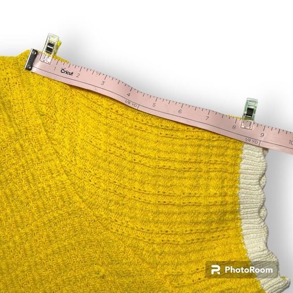 FREE ASSEMBLY WOMENS YELLOW KNIT MINI DRESS SCALLOPED TRIM Size XL - Picture 9 of 14